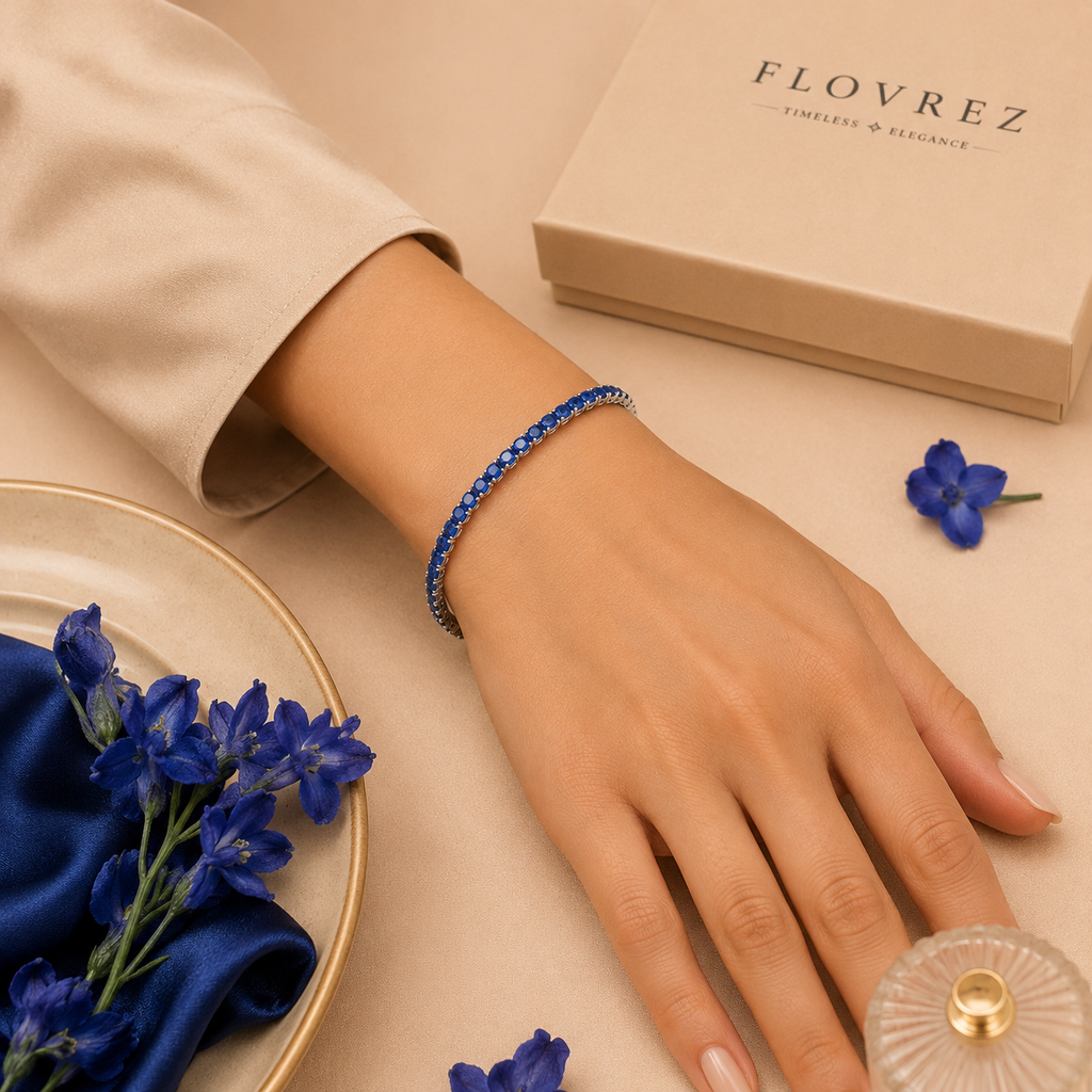 Flovrez Sapphire Tennis Bracelet