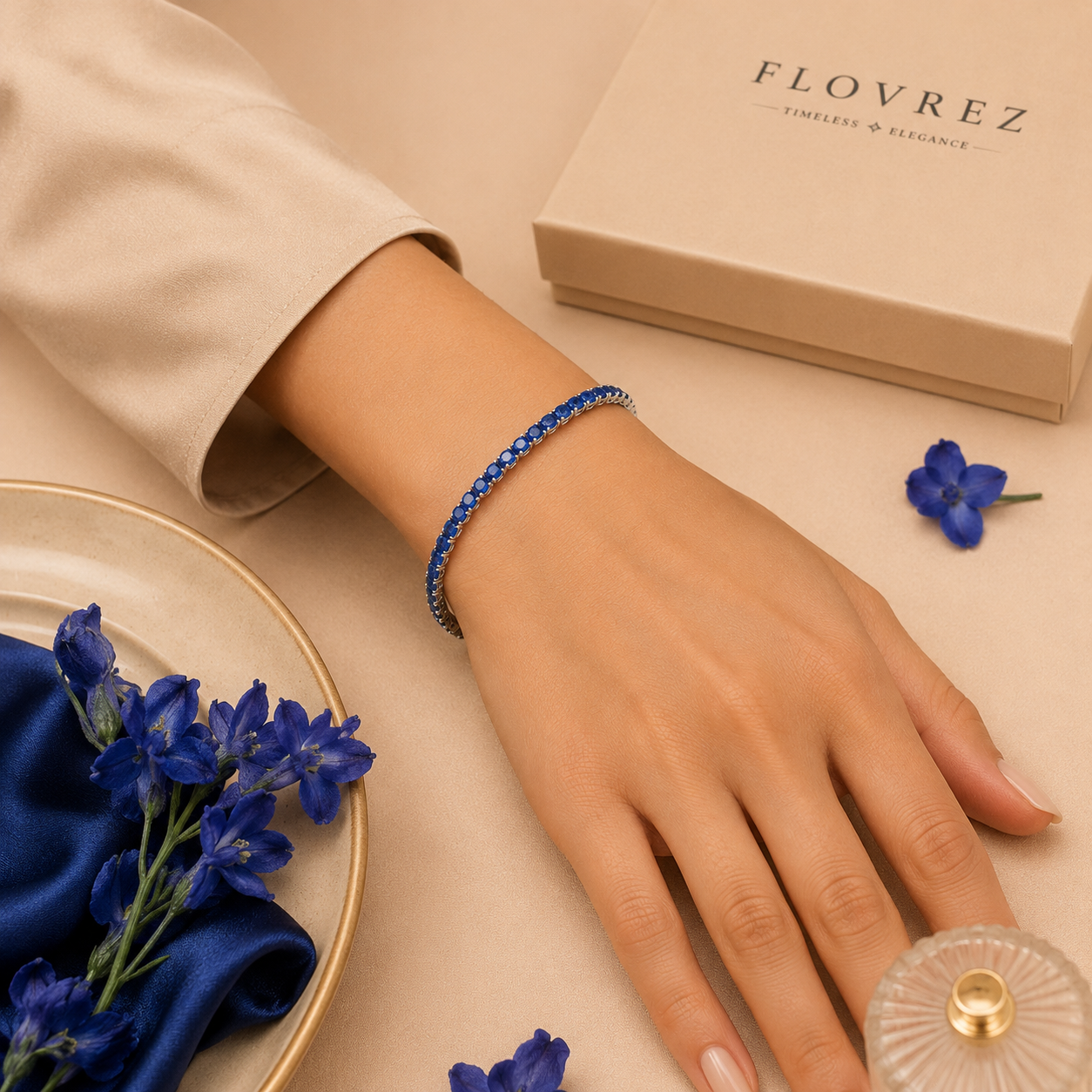 Flovrez Sapphire Tennis Bracelet